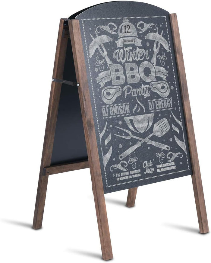 Lavagna Cavalletto Lavagna da Esterno per Ristorante Lavagna Nera da Pavimento con 2 Facce in Legno Pieghevole per Messaggi Pubblicitari del Negozio (Medello 1)