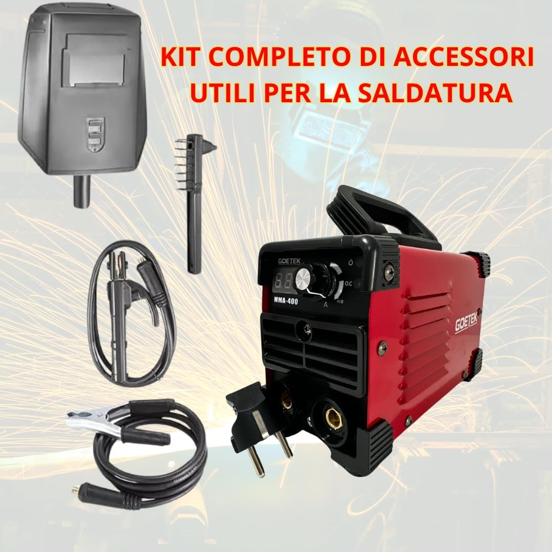 Smerigliatrice Angolare 1000 Watt+ Saldatrice Inverter Mini MMA 400A, Compatta, Potente, con Tecnologia IGBT, VRD, Display LED, per Elettrodo e Lift TIG,Kit Professionale.