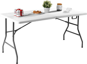 Tavolo Pieghevole da Campeggio con Maniglia, Tavolo da Pranzo Inerno e Esterno Portatile, Salvaspazio, 153 x 74 x 74 cm, Capacit¨¤ 150 kg, per Giardino Picnic (Modello 2)