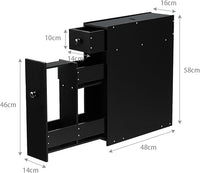 Armadio Sottile di Stoccaggio per Gabinetto, Armadietto Laterale da Bagno Multiuso in Legno (Nero)
