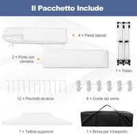 Gazebo da Giardino 3 x 6 m, Tendone per Feste con 6 Pannelli Laterali Rimovibili, con Borsa da Trasporto, Design Pop-up, per Matrimonio Eventi e Barbecue (Bianco)