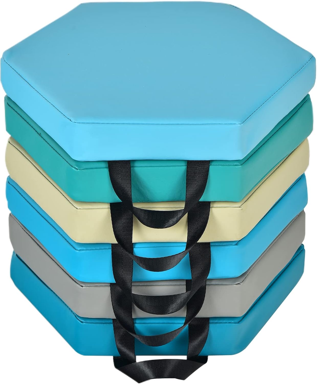 6 Cuscini Esagonali per Bambini con Maniglie, Imbottitura in Schiuma di 5 cm, Sedili Portatili e Flessibili per Asilo Nido, 38 x 34 cm (Morandi)