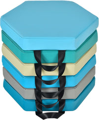 6 Cuscini Esagonali per Bambini con Maniglie, Imbottitura in Schiuma di 5 cm, Sedili Portatili e Flessibili per Asilo Nido, 38 x 34 cm (Morandi)