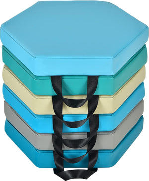 6 Cuscini Esagonali per Bambini con Maniglie, Imbottitura in Schiuma di 5 cm, Sedili Portatili e Flessibili per Asilo Nido, 38 x 34 cm (Morandi)