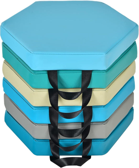 6 Cuscini Esagonali per Bambini con Maniglie, Imbottitura in Schiuma di 5 cm, Sedili Portatili e Flessibili per Asilo Nido, 38 x 34 cm (Morandi)