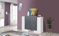 Mobile Madia Pillon L 130 x H 100 x P 45 cm colore bianco lucido e grigio ardesia