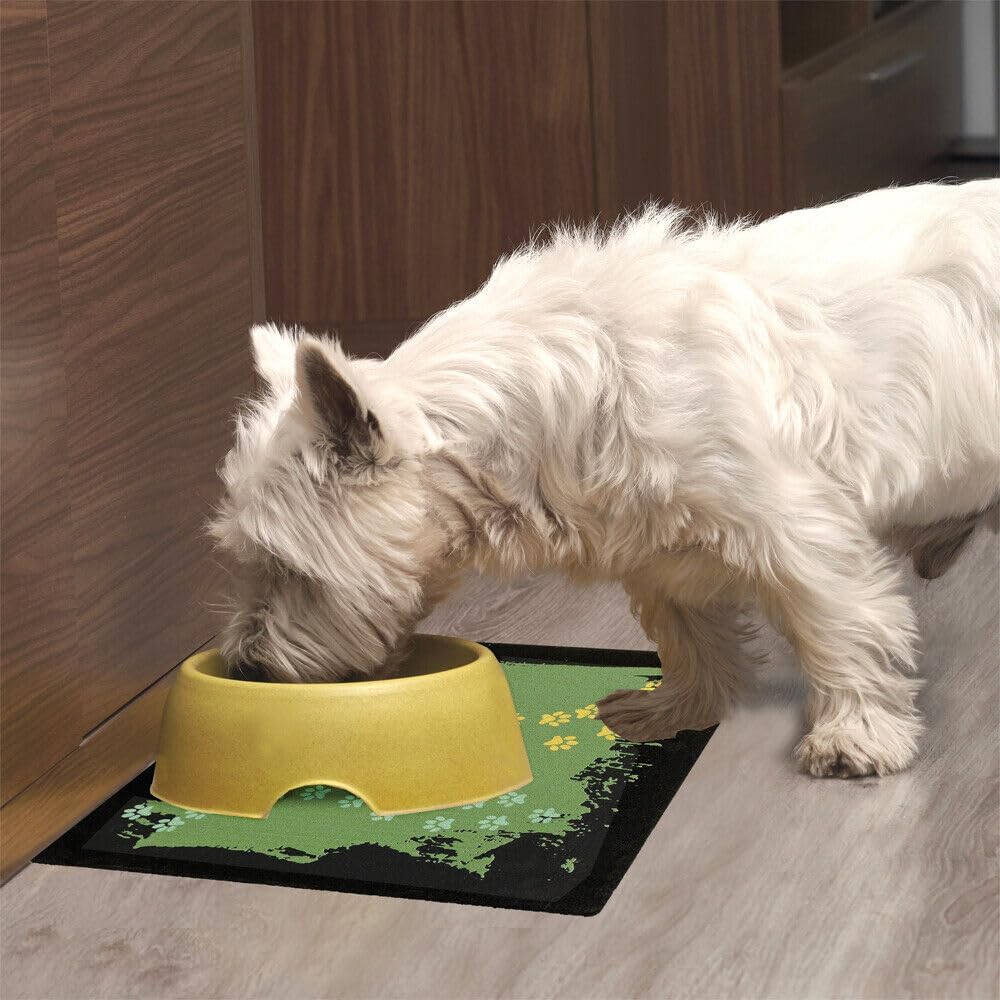 Coppia Tappetini SottoCiotola Gomma Sostenibile Antiscivolo 30x30 cm Cane Gatto Dis.D