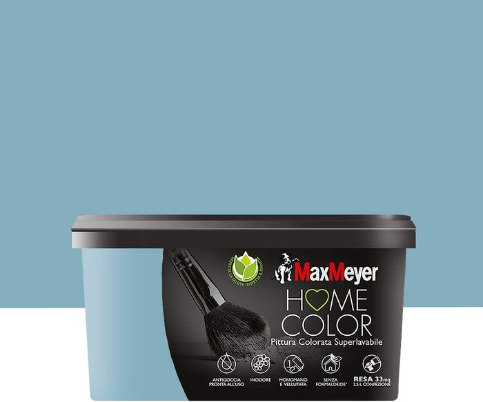 Idropittura Colorata Superlavabile per Interni HomeColor, Colore Lake, 2.5L