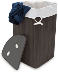 Cesto portabiancheria pieghevole pieghevole con borsa triangolare 65 cm bambù nero 13_0001902_3