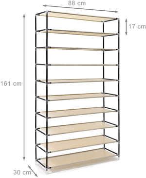Mobile scarpiera ripiano in tessuto con cerniera 161 cm beige 13_0001642_2