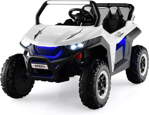 12V Auto Elettrico per Bambini, Macchina Fuoristrada a 2 Posti, Macchina Elettrica con Luci Suoni, Regalo per Bambini 3-8 Anni, 118x74x71 cm (Bianco)