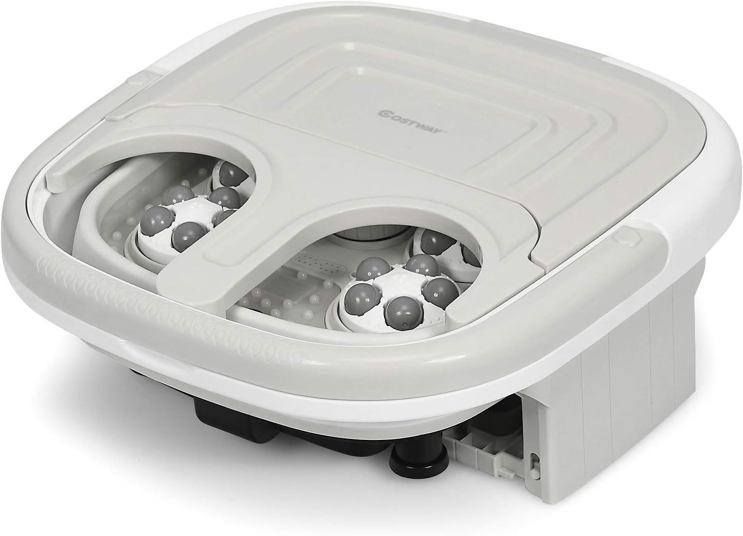 Massaggiatore Plantare Massaggiatore Piedi Elettrico, Massaggia Piedi Portatile, con Funzione Calore Bolle e Rulli Elettronici, Pieghevole Salvaspazio (Grigio)