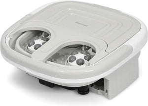 Massaggiatore Plantare Massaggiatore Piedi Elettrico, Massaggia Piedi Portatile, con Funzione Calore Bolle e Rulli Elettronici, Pieghevole Salvaspazio (Grigio)