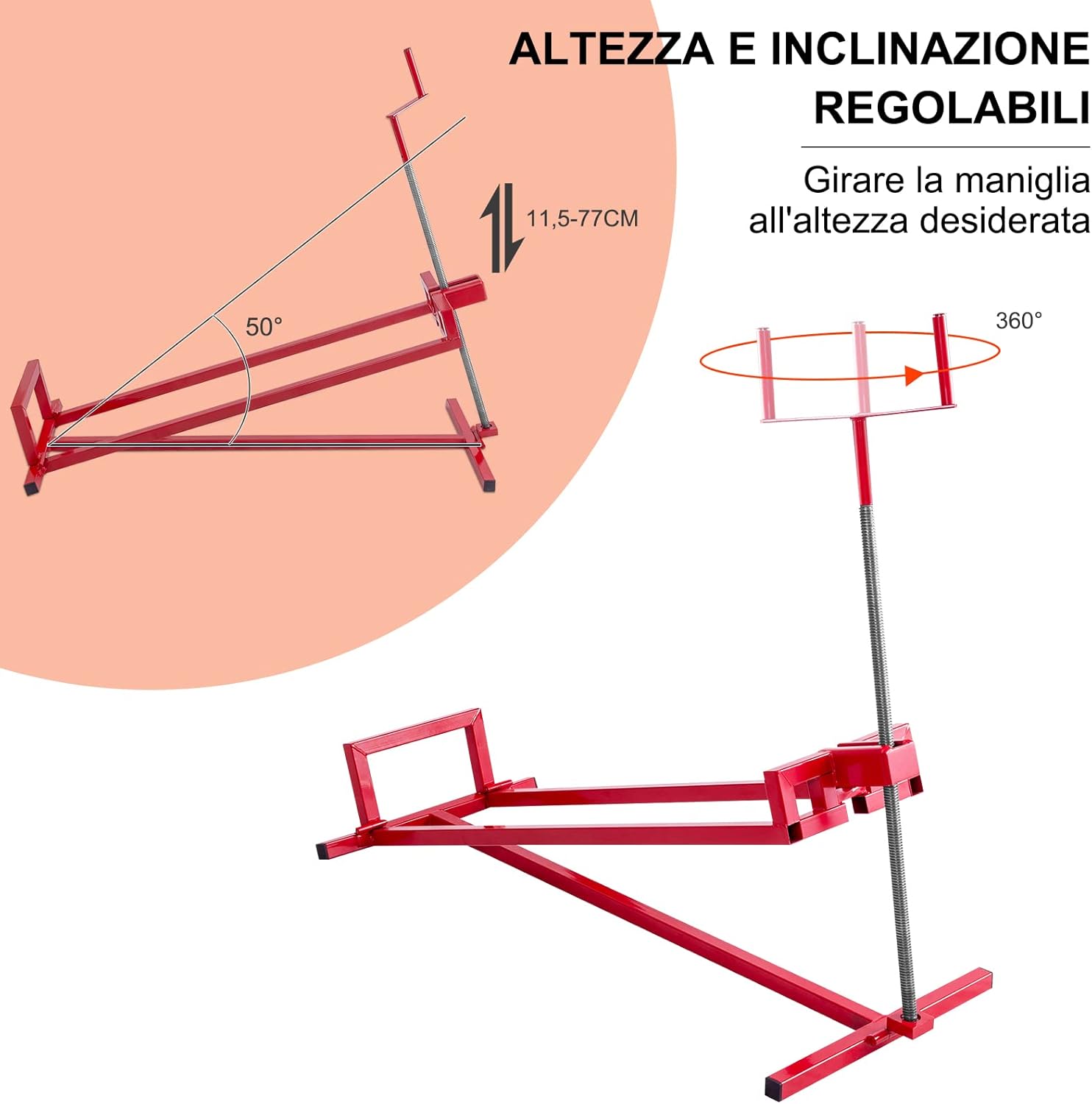 Sollevatore per Rasaerba Sollevamento per Trattore Tagliaerba, Carico Fino a 400 kg (Rosso)