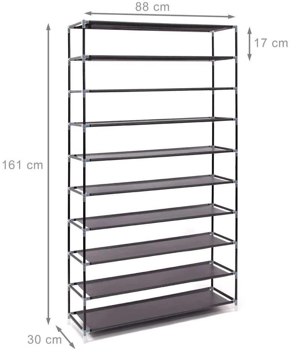 Mobile scarpiera ripiano in tessuto con cerniera 161 cm nero 13_0001642_3