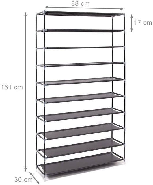Mobile scarpiera ripiano in tessuto con cerniera 161 cm nero 13_0001642_3