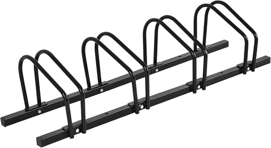 Rastrelliera per Biciclette, Portabiciclette Parcheggio Organizzatore per 4/5/6 Bici, Parcheggio per Biciclette, Telaio d'Acciaio (Nero, 4 Bici)