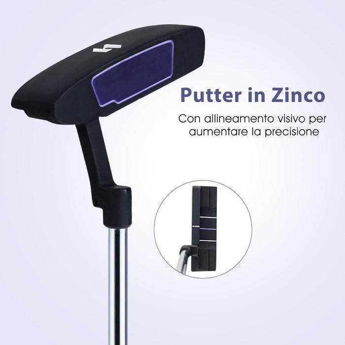 Set Completo di Mazze da Golf per Donna, con Driver 460CC 1, Fairway 3, Ibrido 5, Ferri 5, 6, 7, 8, 9, P e S, Putter e Borsa Portatile Leggera, Destrorso