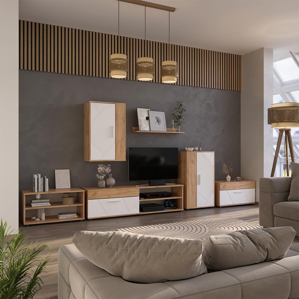 Scaffale Berno, Quercia dorata/bianco, 70.8 x 38.9 cm con 2 scomparti