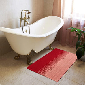 Tappeto Cucina Bagno Puro Cotone Assorbente Tessuto Intrecciato a Mano Rosso 55x240 cm