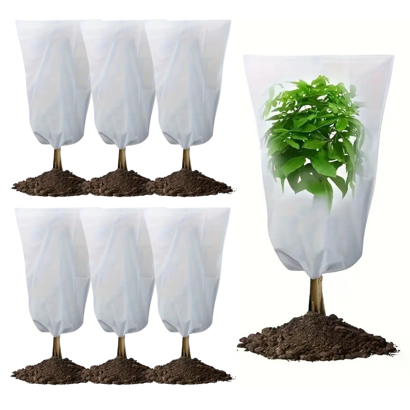 Cappuccio Protezione Piante Inverno 6 Pezzi da 70x80 cm, Telo Antigelo per Piante in Tessuto non Tessuto, Copertura Piante Inverno 17g/m2