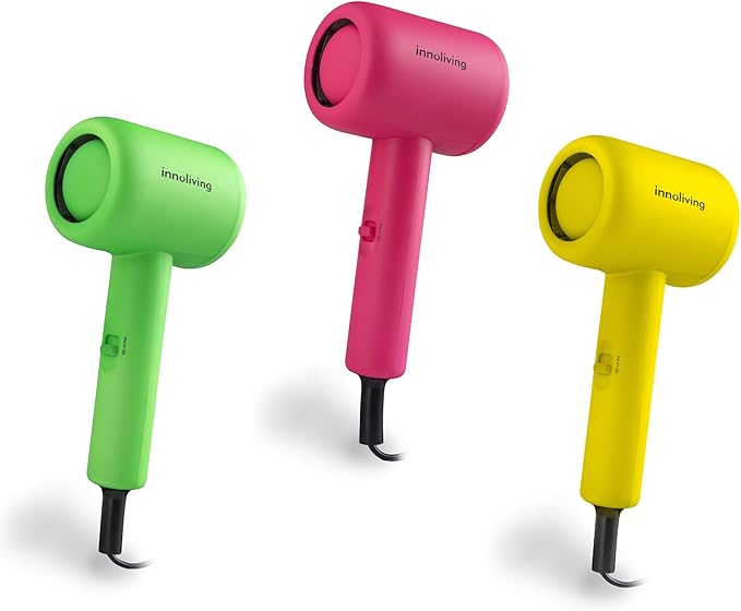 Innoliving Asciugacapelli Mini INN-612 Rosa, Compatto e Pieghevole, 1200W, Doppia Velocità, Disponibile in Vari Colori, Design Portatile per Viaggi e Palestra