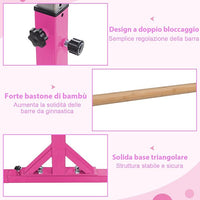 Parallele Doppie per Ginnastica, Sbarre Orizzontali Doppie con Larghezza Regolabile e 11 Altezze, capacità di Carico di 100 kg, Sbarre di Allenamento per Bambini 6-12 Anni