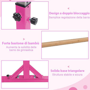 Parallele Doppie per Ginnastica, Sbarre Orizzontali Doppie con Larghezza Regolabile e 11 Altezze, capacità di Carico di 100 kg, Sbarre di Allenamento per Bambini 6-12 Anni