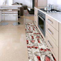 Tappeto Cucina Shabby Chic Cuori 50x110 cm Antimacchia Retro Antiscivolo Passatoia Multiuso Bagno