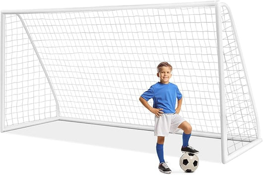 Porto per Calcio per Bambini, Rete da Calcio Resistente alle Intemperie e Telaio in UPVC con Pali di Fissaggio e Coni da Calcio per Allenamenti in Cortile