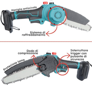 Mini Motosega a Batteria 6 Pollici per Potatura e giardino Giardinaggio