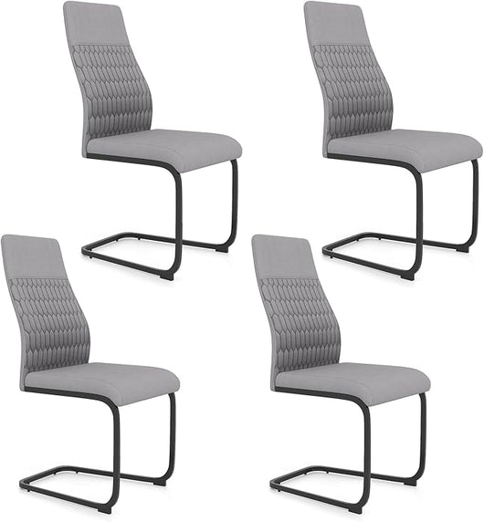 Set di Sedie da Pranzo da 4, Sedia Ergonomica da Cucina Senza Braccioli con Schienale Alto Inclinabile, Base in Metallo a Forma di U e Cuscinetti Antiscivolo, Portata 150 kg, per Interno