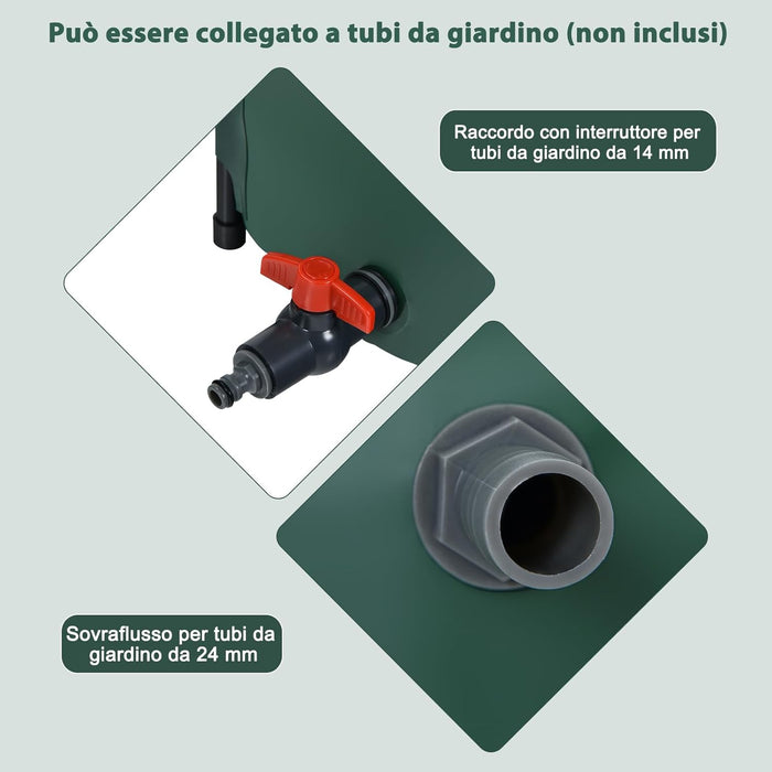 Bidone per la Raccolta dell'Acqua Piovana, Serbatoio Cisterna Raccolta Acqua, con Rubinetto, 200L