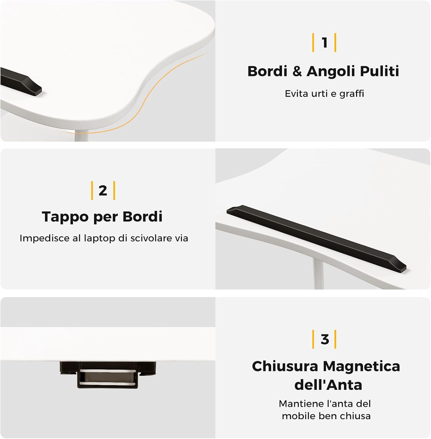 Scrivania Regolabile in Altezza con Ruote, Standing Desk Mobile con Piano Inclinabile e Scomparti, Scrivania per Laptop Ergonomica con Rotelle per Ufficio e Casa (Bianco)