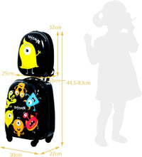 Set di Valigia per Bambini, 16" Valigia+ 12" Zaino, 2 Pezzi, con Ruote Girevoli a 360° e Maniglia Retrattile, Ideale per Viaggiare in Modo Comodo e Divertente (Modello 17)