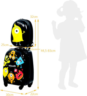 Set di Valigia per Bambini, 16" Valigia+ 12" Zaino, 2 Pezzi, con Ruote Girevoli a 360° e Maniglia Retrattile, Ideale per Viaggiare in Modo Comodo e Divertente (Modello 17)