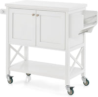 Carrello da Cucina con Armadietto Portaoggetti, Isola da Cucina Carrello Rotante con Porta Asciugamani e Porta Spezie, Piano in Legno, Tavolo Mobile per Cucina Bar