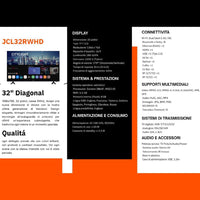 JCL Smart TV 32 Pollici HD Ready (720p), Sistema webOS TV 8.1, WiFi/Ethernet, Netflix & YouTube, Triplo HDMI, DVB-T/T2/C/S/S2, Attacco VESA