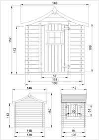 Casetta legno per bambini -  L112xL146xA152cm/ 1,1m2 - Timbela M550-1