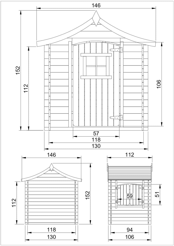 Casetta legno per bambini -  L112xL146xA152cm/ 1,1m2 - Timbela M550-1