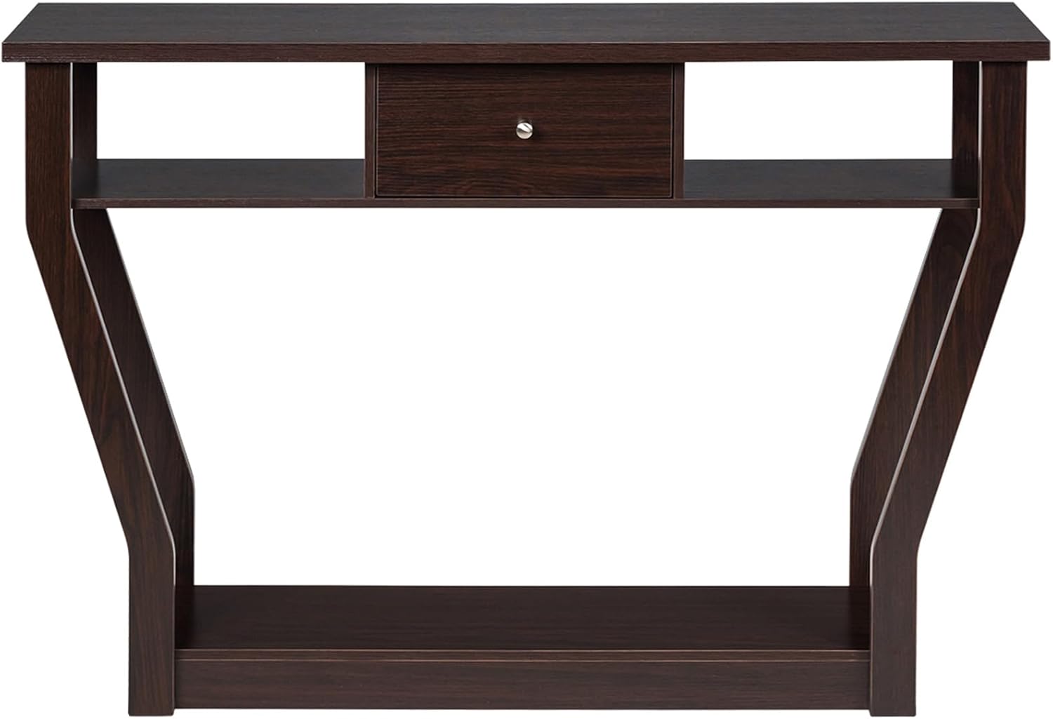 Tavolo Consolle in Legno, Consolle con Cassetto e Ripiani, Tavolo d'Ingresso Multiuso per Salotto, Corridoio e Entrata 120 x 30 x 81 cm (Marrone)