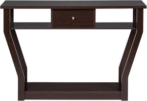 Tavolo Consolle in Legno, Consolle con Cassetto e Ripiani, Tavolo d'Ingresso Multiuso per Salotto, Corridoio e Entrata 120 x 30 x 81 cm (Marrone)