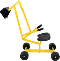 Ruspa Giocattolo Cavalcabile per Bambini, Escavatore di Sabbia Metallico per Bambini con Ruote, Rotazione di 360°, Carico 50 kg, 56x35x81 cm, Giallo (Stile 2)