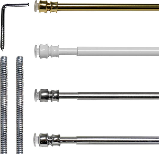 Astine a Molla in Ferro, Coppia Bastoncini Pressione Estensibili 40-50cm - Colore Cromo