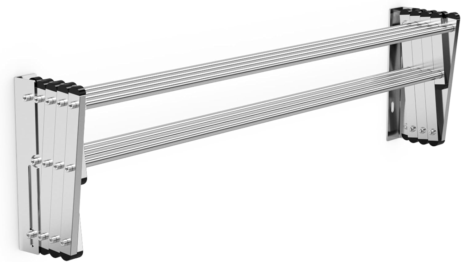 Stendibiancheria da Parete, Stendibiancheria Estensibile in Acciaio Inox con 8 Barre, Stendibiancheria Salvaspazio per Lavanderia Bagno e Balcone, 86x64x22 cm