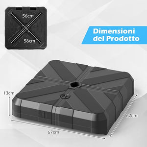 Base per Ombrello, Base Pesante Riempibile 45 L/60 kg con Acqua o Sabbia, Supporto per Ombrello da Patio Portatile 38/48 mm, per Giardino Piscina