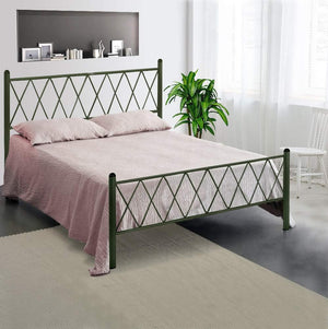 Letto in Ferro Battuto Moderno una piazza e mezza PIRAMIDE cm 120x190 Artigianale colore Verde