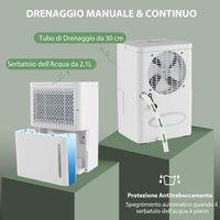 12L Deumidificatore per Casa, Silenzioso ed Efficiente con Modalità Continua/Asciugatura/Auto, Timer 24 Ore, Maniglia Portatile, Ideale per Cantine Bagno e Camere da Letto