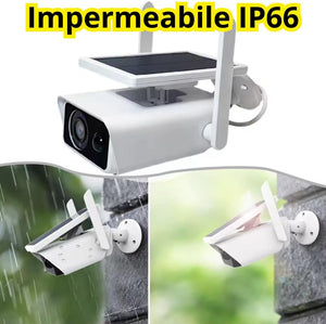 Telecamera WiFi Esterno con Pannello Solare 2MPX, Visione Notturna Infrarossi, Rilevamento Movimento, Audio Bidirezionale, Sicurezza IP con App iCSee e Supporto SD