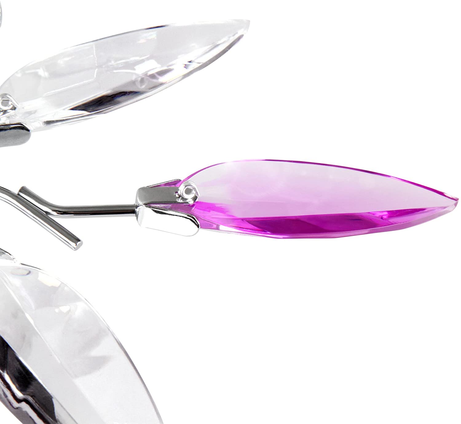 Plafoniera 3 lampadine da max 40 watt design foglie acriliche lampadario lampada da soffitto apparecchio di illuminazione per soggiorno camera da letto lilla 01_0000117